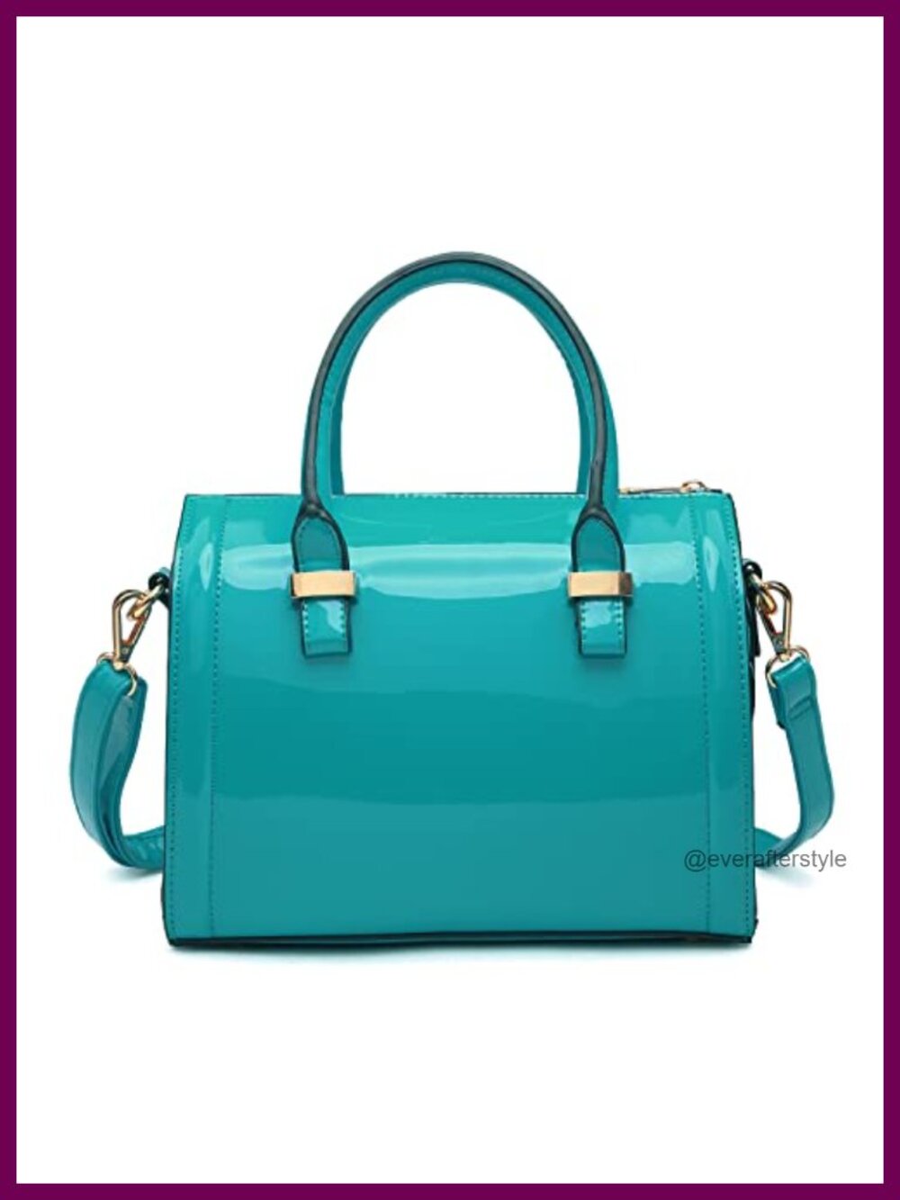 Patent Faux Leather Satchel Handbag Top Handle Crossbody Purse Vegan